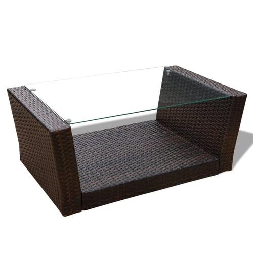Haveloungesæt 4 dele med hynder polyrattan brun