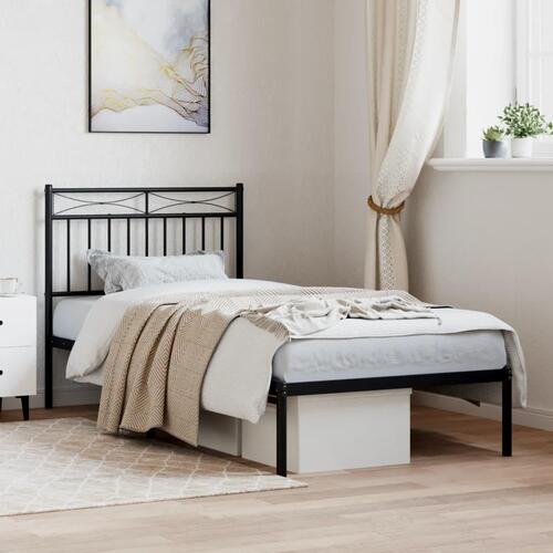 Sengeramme med sengegavl 90x200 cm metal sort