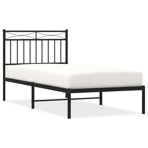 Sengeramme med sengegavl 90x200 cm metal sort