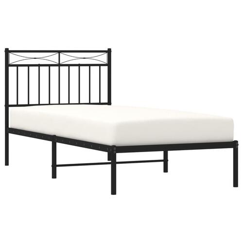 Sengeramme med sengegavl 90x200 cm metal sort