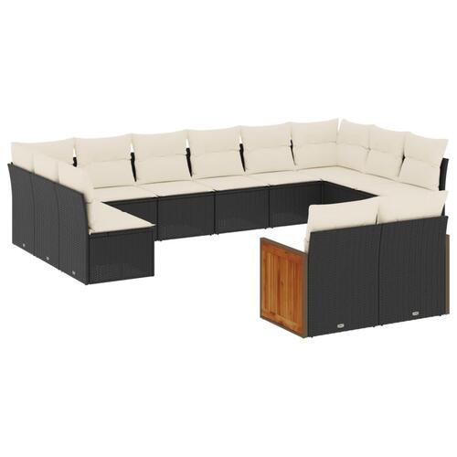 Sofasæt til haven 12 dele med hynder polyrattan sort