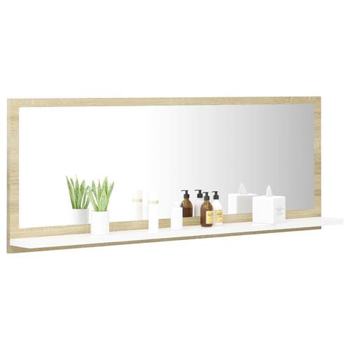 Badeværelsesspejl 100x10,5x37 cm konstrueret træ sonoma-eg hvid