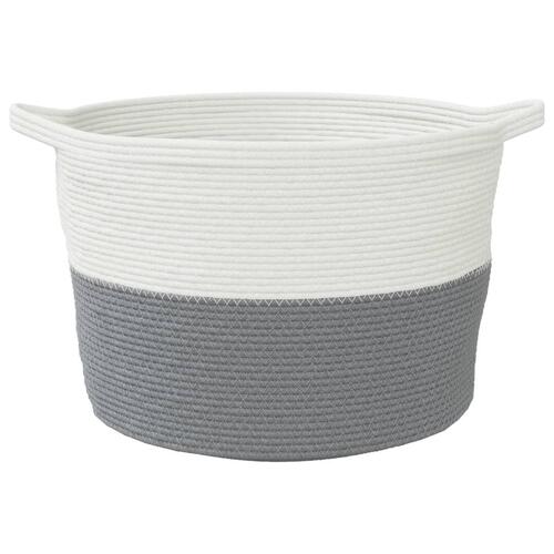 Vasketøjskurv Ø60x36 cm bomuld grå og hvid