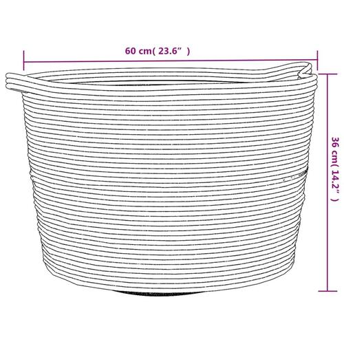 Vasketøjskurv Ø60x36 cm bomuld grå og hvid