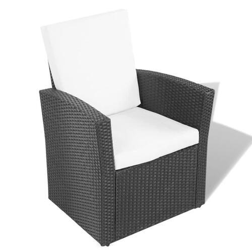 Haveloungesæt 4 dele med hynder polyrattan sort