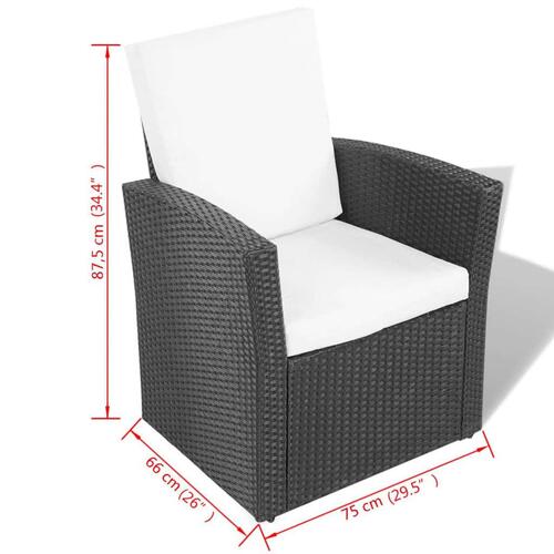 Haveloungesæt 4 dele med hynder polyrattan sort
