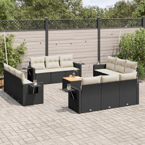 Sofasæt til haven 13 dele med hynder polyrattan sort