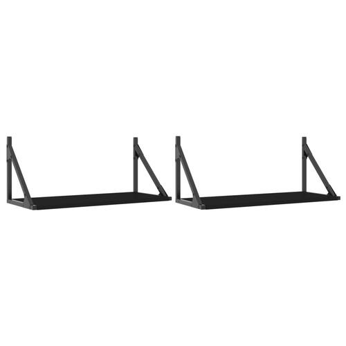 Væghylder 2 stk. 60x25x25,5 cm konstrueret træ sort
