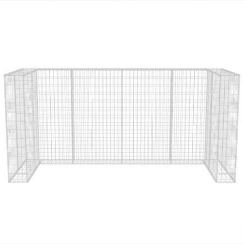 Gabionafskærmning til tre affaldsbeholdere 250x100x120 cm stål