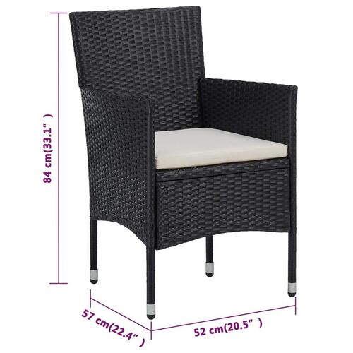 Spisebordssæt til haven 3 dele med hynder polyrattan brun