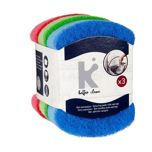 Sæt med skurepuder Multifarvet Slibende fiber 7 X 10 X 2,5 cm (20 enheder)