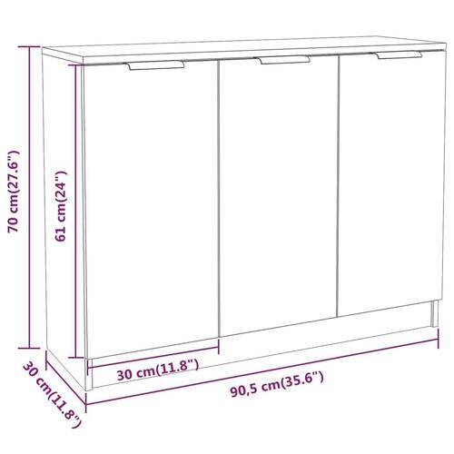 Skænk 90,5 x 30 x 70 cm konstrueret træ betongrå