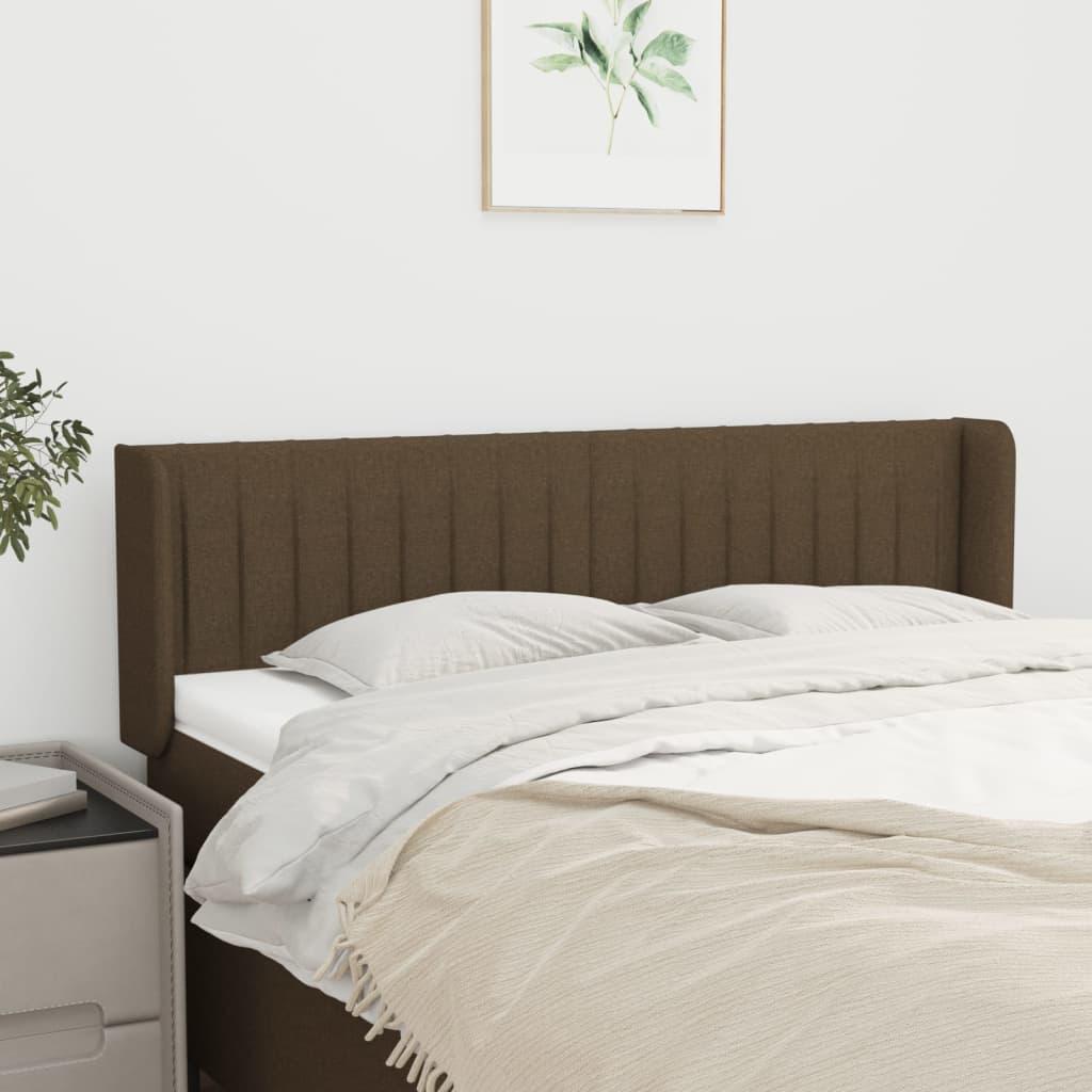Sengegavl med kanter 147×16×78/88 cm - stof, mørkebrun billede