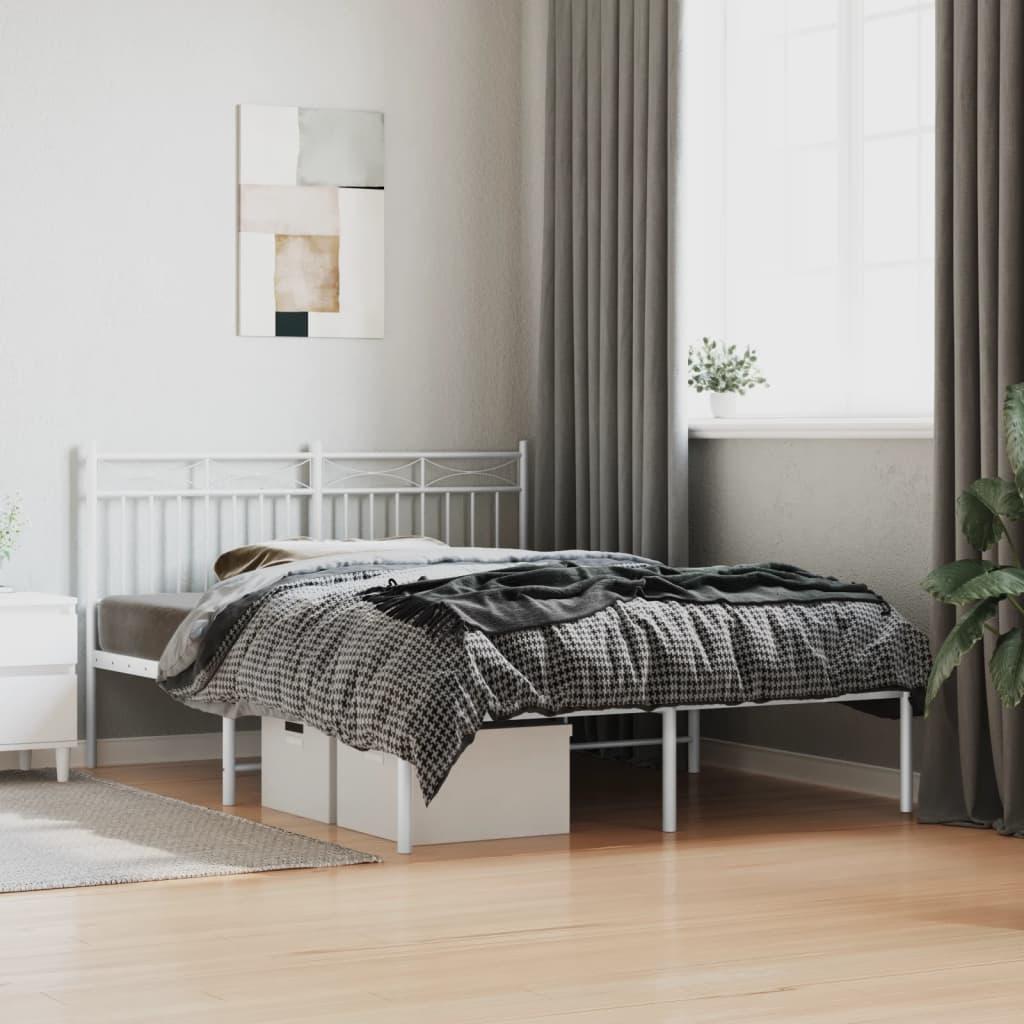 Sengeramme med sengegavl 140x200 cm metal hvid