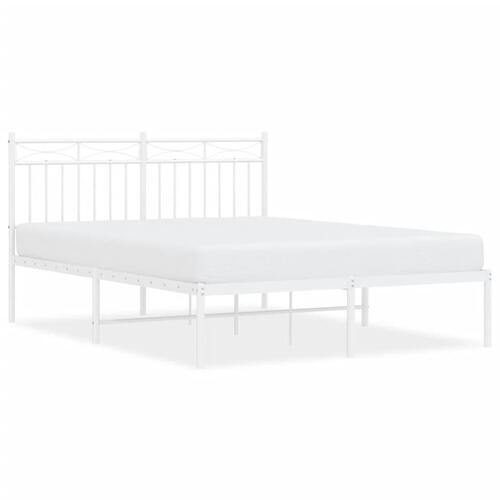 Sengeramme med sengegavl 140x200 cm metal hvid