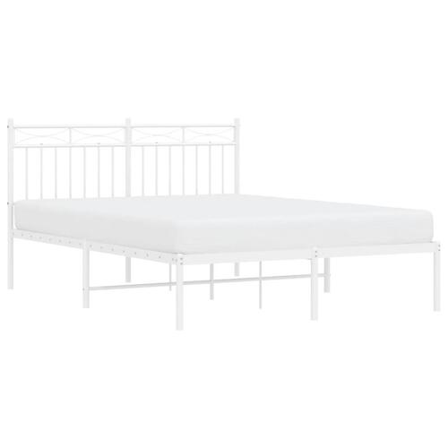 Sengeramme med sengegavl 140x200 cm metal hvid