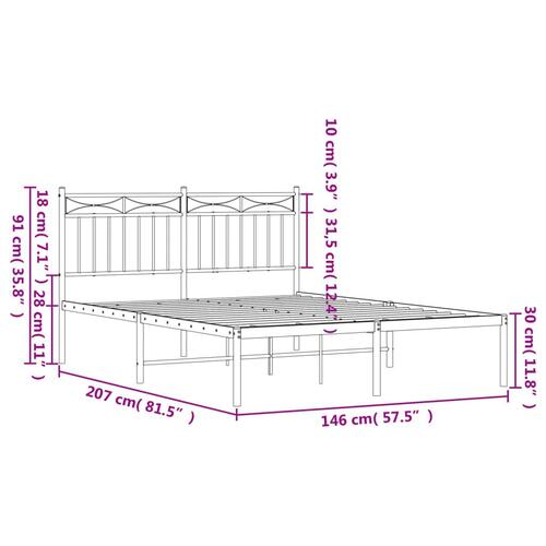 Sengeramme med sengegavl 140x200 cm metal hvid