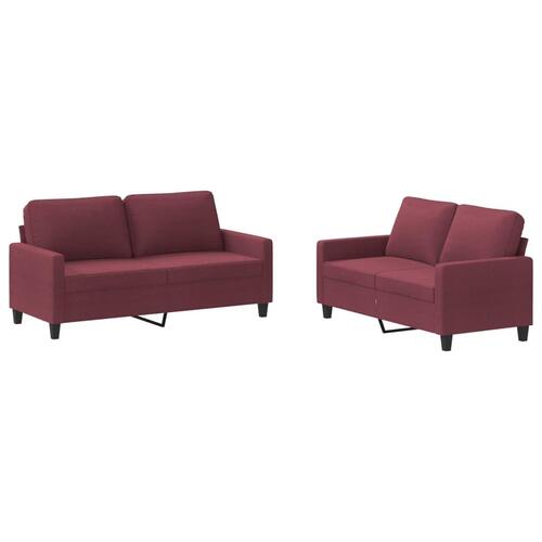 2 personers sofa med hynder stof vinrød