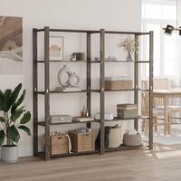 Opbevaringsreol 5 hylder 70x38x170 cm massivt fyrretræ grå