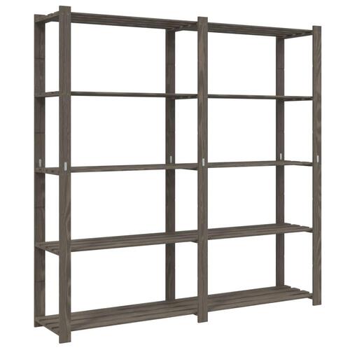 Opbevaringsreol 5 hylder 70x38x170 cm massivt fyrretræ grå