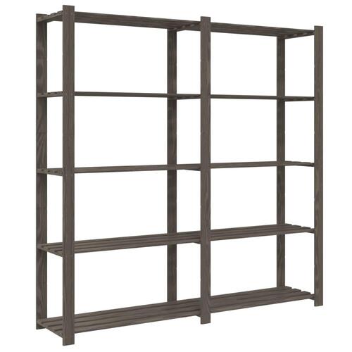 Opbevaringsreol 5 hylder 70x38x170 cm massivt fyrretræ grå