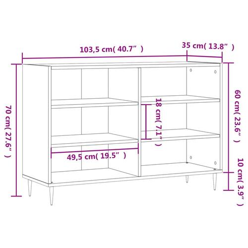 Skænk 103,5x35x70 cm konstrueret træ betongrå