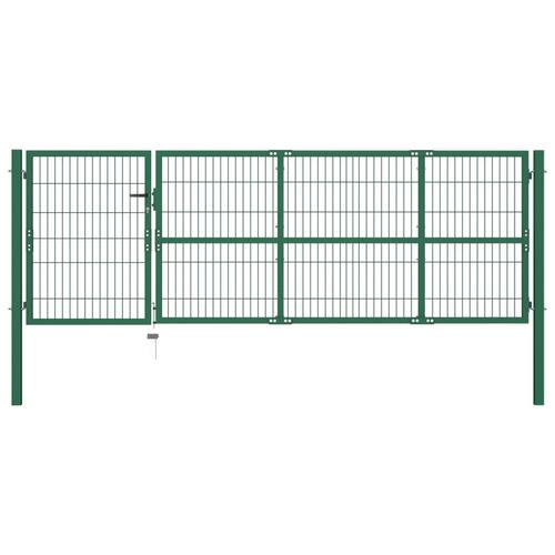 Havelåge med stolper 350 x 100 cm stål grøn