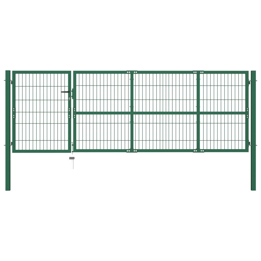 Havelåge med stolper 350 x 100 cm stål grøn
