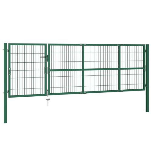 Havelåge med stolper 350 x 100 cm stål grøn