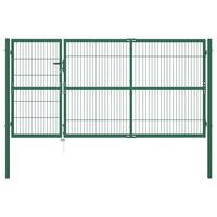 Havelåge med stolper 350 x 140 cm stål grøn