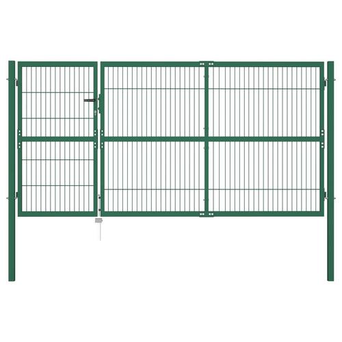 Havelåge med stolper 350 x 140 cm stål grøn