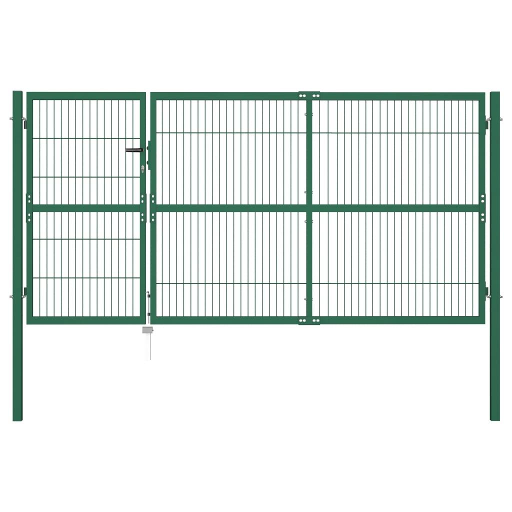 Havelåge med stolper 350 x 140 cm stål grøn