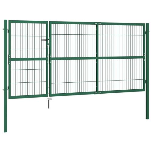 Havelåge med stolper 350 x 140 cm stål grøn