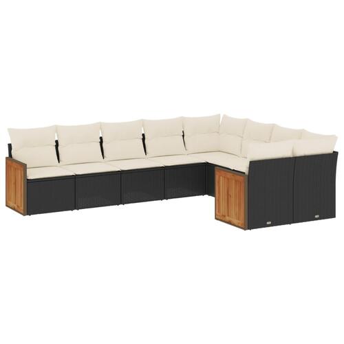Sofasæt til haven 9 dele med hynder polyrattan sort