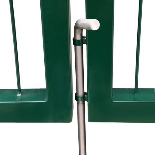 Havelåge med stolper 350 x 140 cm stål grøn