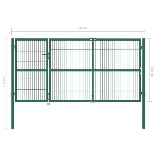 Havelåge med stolper 350 x 140 cm stål grøn