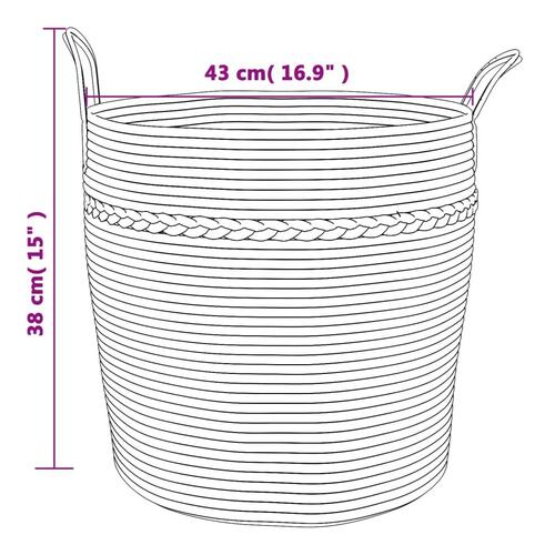 Opbevaringskurv Ø43x38 cm bomuld grå og hvid