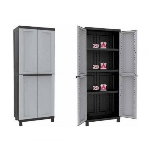 Terry Store-Age garderobeskab - sort/grå harpiks/plast, 68 × 39 × 170 cm