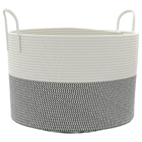 Opbevaringskurv Ø51x33 cm bomuld grå og hvid
