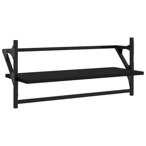 Væghylder med stænger 2 stk. 65x25x30 cm sort