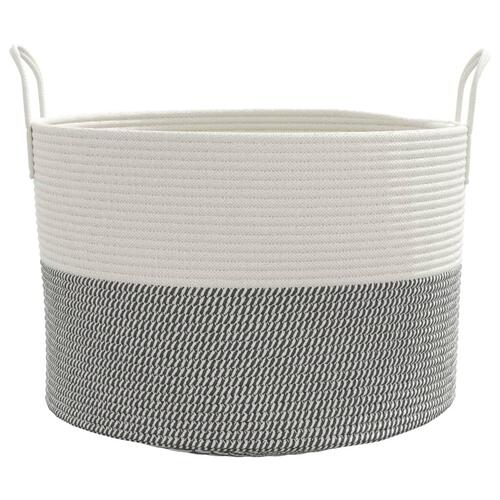 Opbevaringskurv Ø51x33 cm bomuld grå og hvid