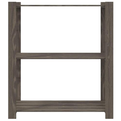 Opbevaringsreol 3 hylder 80x38x90 cm massivt fyrretræ grå