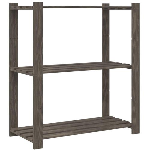 Opbevaringsreol 3 hylder 80x38x90 cm massivt fyrretræ grå