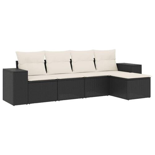 Sofasæt til haven 5 dele med hynder polyrattan sort