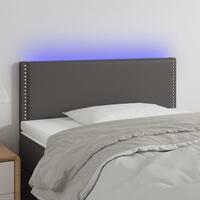 Sengegavl med LED-lys 80x5x78/88 cm kunstlæder grå