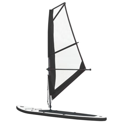 Oppusteligt paddleboard med sejl sort og hvid