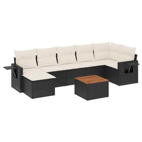 Sofasæt til haven 8 dele med hynder polyrattan sort