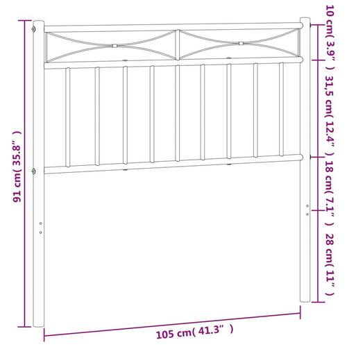 Sengegavl 100 cm metal hvid