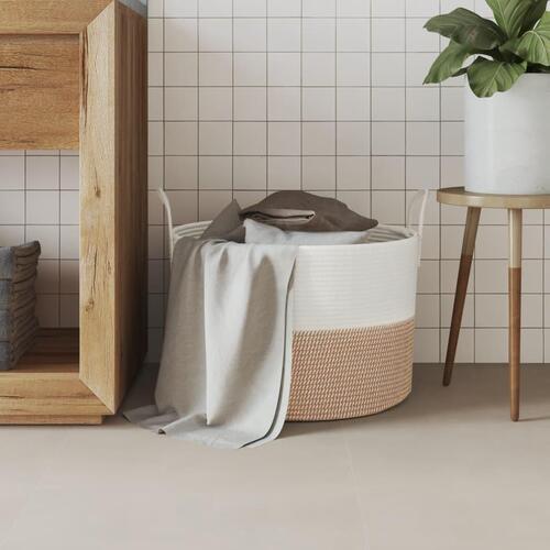 Opbevaringskurv Ø51x33 cm bomuld brun og hvid