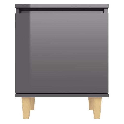 Sengeborde 2 stk. m. massive træben 40x30x50 cm grå højglans